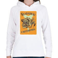 PRINTFASHION Szabadság a motoromon - Női kapucnis pulóver - Fehér női pulóver, kardigán