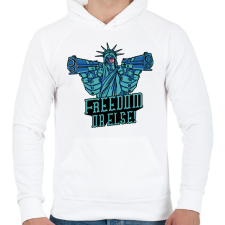 PRINTFASHION Szabadság - Férfi kapucnis pulóver - Fehér férfi pulóver, kardigán