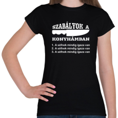PRINTFASHION Szabályok a konyhámban - Női póló - Fekete