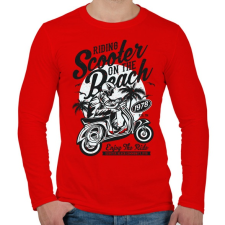 PRINTFASHION Száguldás a tengerparton - Férfi hosszú ujjú póló - Piros férfi póló