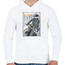 PRINTFASHION Száguldás - Férfi kapucnis pulóver - Fehér férfi pulóver, kardigán