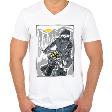 PRINTFASHION Száguldás - Férfi V-nyakú póló - Fehér