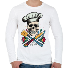 PRINTFASHION Szakács koponya - Férfi hosszú ujjú póló - Fehér