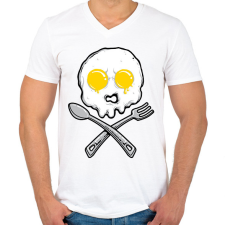 PRINTFASHION Szakács koponya - Férfi V-nyakú póló - Fehér férfi póló