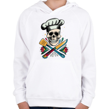 PRINTFASHION Szakács koponya - Gyerek kapucnis pulóver - Fehér gyerek pulóver, kardigán