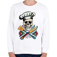 PRINTFASHION Szakács koponya - Gyerek pulóver - Fehér gyerek pulóver, kardigán