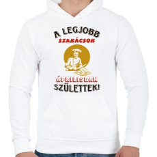 PRINTFASHION Szakács szülinapja április - Férfi kapucnis pulóver - Fehér