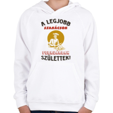 PRINTFASHION Szakács szülinapja február - Gyerek kapucnis pulóver - Fehér