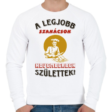 PRINTFASHION Szakács szülinapja november - Férfi pulóver - Fehér férfi pulóver, kardigán