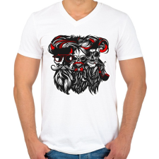 PRINTFASHION szakáll-kalóz szakáll - Férfi V-nyakú póló - Fehér férfi póló