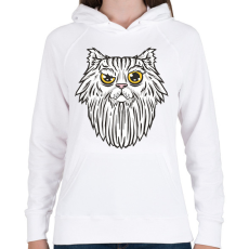 PRINTFASHION Szakállas macska - Női kapucnis pulóver - Fehér