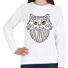 PRINTFASHION Szakállas macska - Női pulóver - Fehér