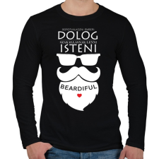 PRINTFASHION Szakállasnak lenni Isteni! - Férfi hosszú ujjú póló - Fekete férfi póló