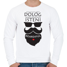 PRINTFASHION Szakállasnak lenni Isteni! - Férfi pulóver - Fehér férfi pulóver, kardigán