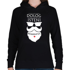 PRINTFASHION Szakállasnak lenni Isteni! - Női kapucnis pulóver - Fekete