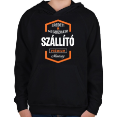 PRINTFASHION Szállító prémium minőség - Gyerek kapucnis pulóver - Fekete