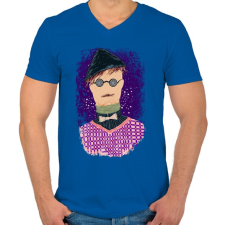 PRINTFASHION Szalmaember - Férfi V-nyakú póló - Királykék férfi póló