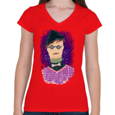 PRINTFASHION Szalmaember - Női V-nyakú póló - Piros