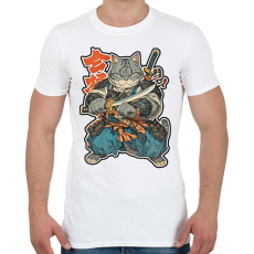 PRINTFASHION Szamuráj Cica - Férfi póló - Fehér