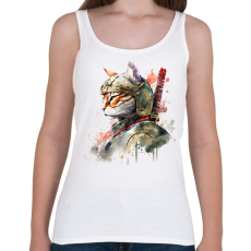 PRINTFASHION Szamuráj macska japán stílusban - Női atléta - Fehér