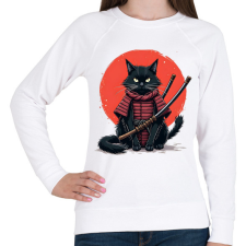 PRINTFASHION Szamuráj macska - Női pulóver - Fehér női pulóver, kardigán