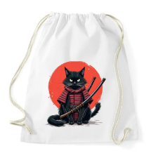 PRINTFASHION Szamuráj macska - Sportzsák, Tornazsák - Fehér tornazsák