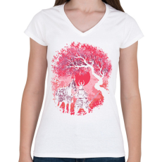 PRINTFASHION Szamuráj - Női V-nyakú póló - Fehér