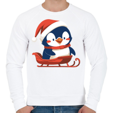 PRINTFASHION Szánkozó pingvin - Férfi pulóver - Fehér