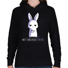 PRINTFASHION Szarkasztikus nyuszi - Női kapucnis pulóver - Fekete női pulóver, kardigán