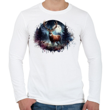 PRINTFASHION Szarvas - erdei naplemente - ajándék vadászoknak - Férfi hosszú ujjú póló - Fehér férfi póló
