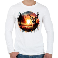 PRINTFASHION Szarvas - erdei naplemente - ajándék vadászoknak - Férfi hosszú ujjú póló - Fehér férfi póló