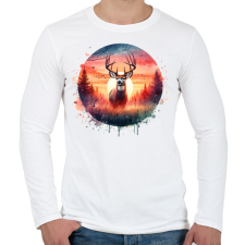 PRINTFASHION Szarvas - erdei naplemente - ajándék vadászoknak - Férfi hosszú ujjú póló - Fehér férfi póló