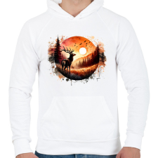 PRINTFASHION Szarvas - erdei naplemente - ajándék vadászoknak - Férfi kapucnis pulóver - Fehér férfi pulóver, kardigán