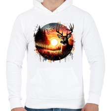 PRINTFASHION Szarvas - erdei naplemente - ajándék vadászoknak - Férfi kapucnis pulóver - Fehér férfi pulóver, kardigán