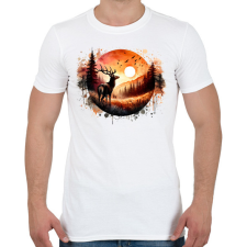 PRINTFASHION Szarvas - erdei naplemente - ajándék vadászoknak - Férfi póló - Fehér férfi póló