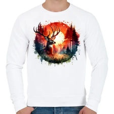 PRINTFASHION Szarvas - erdei naplemente - ajándék vadászoknak - Férfi pulóver - Fehér férfi pulóver, kardigán
