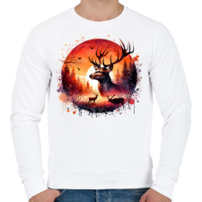 PRINTFASHION Szarvas - erdei naplemente - ajándék vadászoknak - Férfi pulóver - Fehér férfi pulóver, kardigán