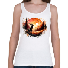 PRINTFASHION Szarvas - erdei naplemente - ajándék vadászoknak - Női atléta - Fehér női trikó