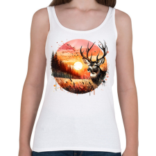 PRINTFASHION Szarvas - erdei naplemente - ajándék vadászoknak - Női atléta - Fehér női trikó