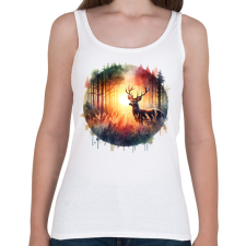 PRINTFASHION Szarvas - erdei naplemente - ajándék vadászoknak - Női atléta - Fehér női trikó