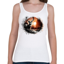 PRINTFASHION Szarvas - erdei naplemente - ajándék vadászoknak - Női atléta - Fehér női trikó