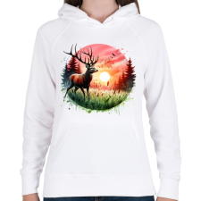 PRINTFASHION Szarvas - erdei naplemente - ajándék vadászoknak - Női kapucnis pulóver - Fehér női pulóver, kardigán