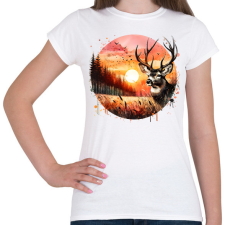 PRINTFASHION Szarvas - erdei naplemente - ajándék vadászoknak - Női póló - Fehér női póló