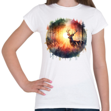 PRINTFASHION Szarvas - erdei naplemente - ajándék vadászoknak - Női póló - Fehér női póló