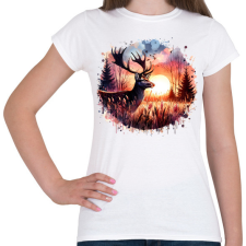 PRINTFASHION Szarvas - erdei naplemente - ajándék vadászoknak - Női póló - Fehér női póló