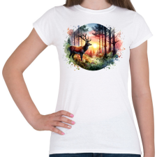 PRINTFASHION Szarvas - erdei naplemente - ajándék vadászoknak - Női póló - Fehér női póló