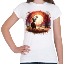 PRINTFASHION Szarvas - erdei naplemente - ajándék vadászoknak - Női póló - Fehér női póló