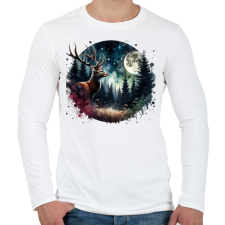 PRINTFASHION Szarvas - erdei telihold - ajándék vadászoknak - Férfi hosszú ujjú póló - Fehér férfi póló