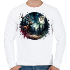 PRINTFASHION Szarvas - erdei telihold - ajándék vadászoknak - Férfi pulóver - Fehér