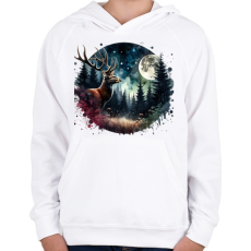 PRINTFASHION Szarvas - erdei telihold - ajándék vadászoknak - Gyerek kapucnis pulóver - Fehér